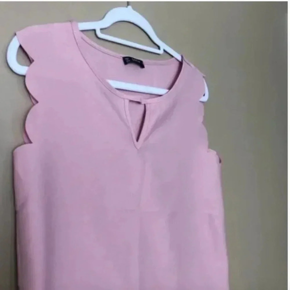 SHEIN Light Pink Shirt with Scalloped Sleeve | Scallop Sleeves | SHEIN | Pink - Picture 7 of 8